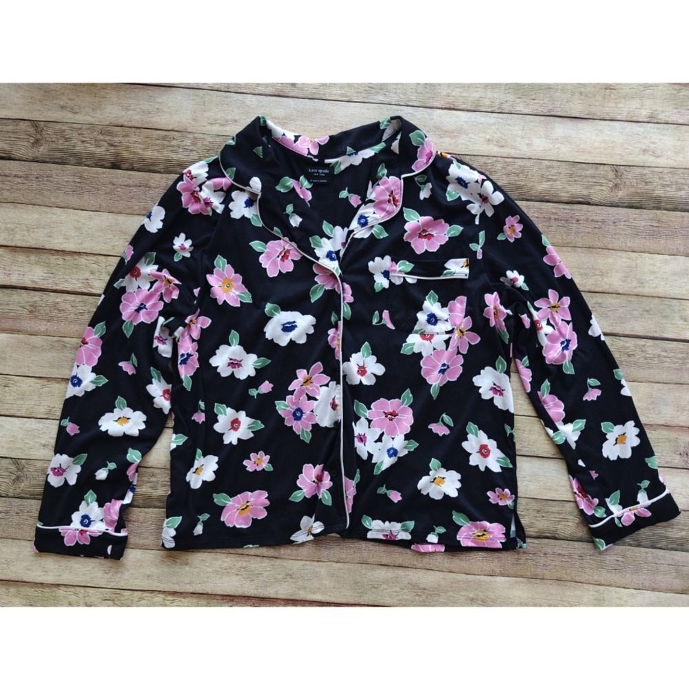Kate Spade Floral Pajama Set Black Pink Size Large / X-Large - Picture 3 of 13